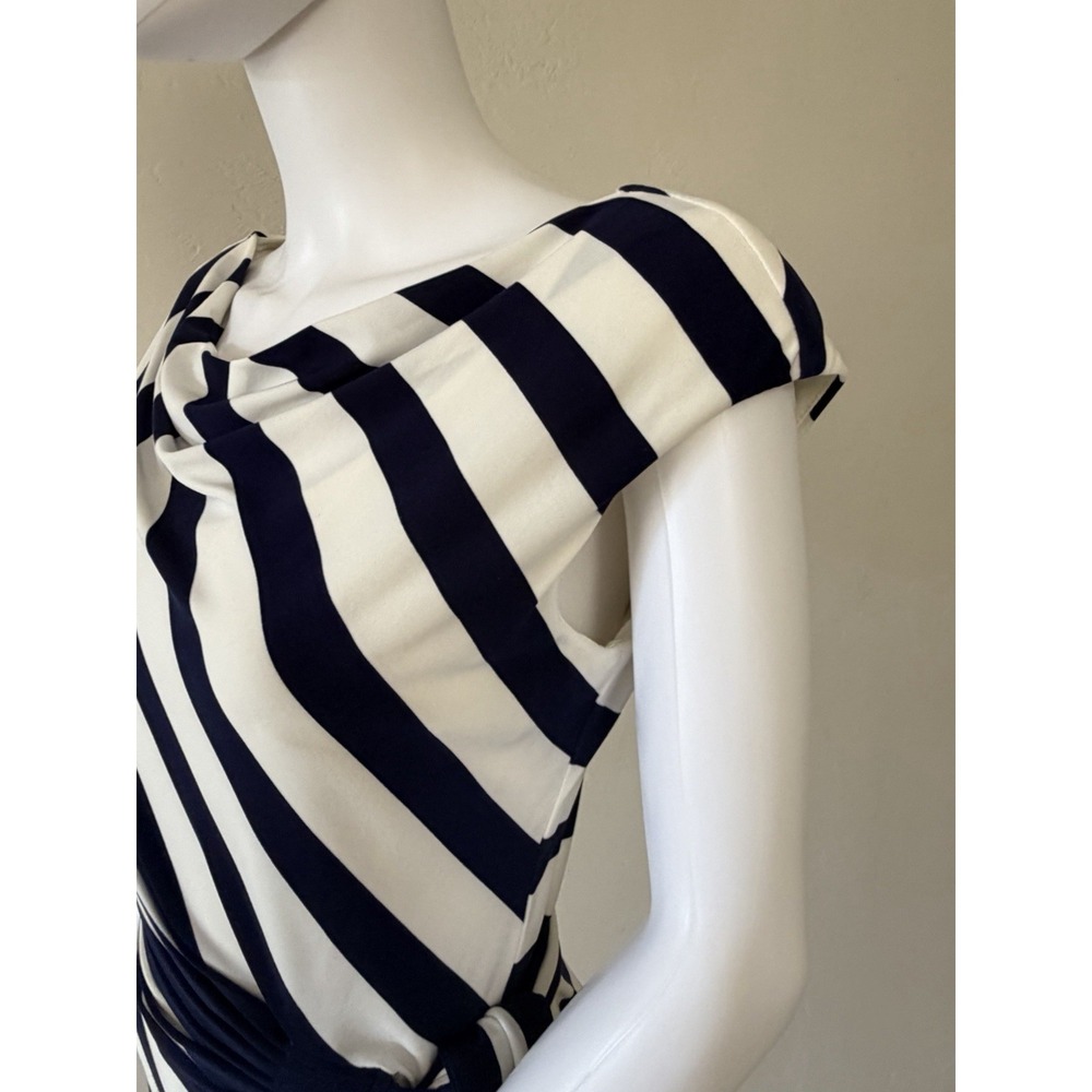 Ralph Lauren Striped Sheath Dress Side Tie‎ Navy White Size 4 - Picture 7 of 15
